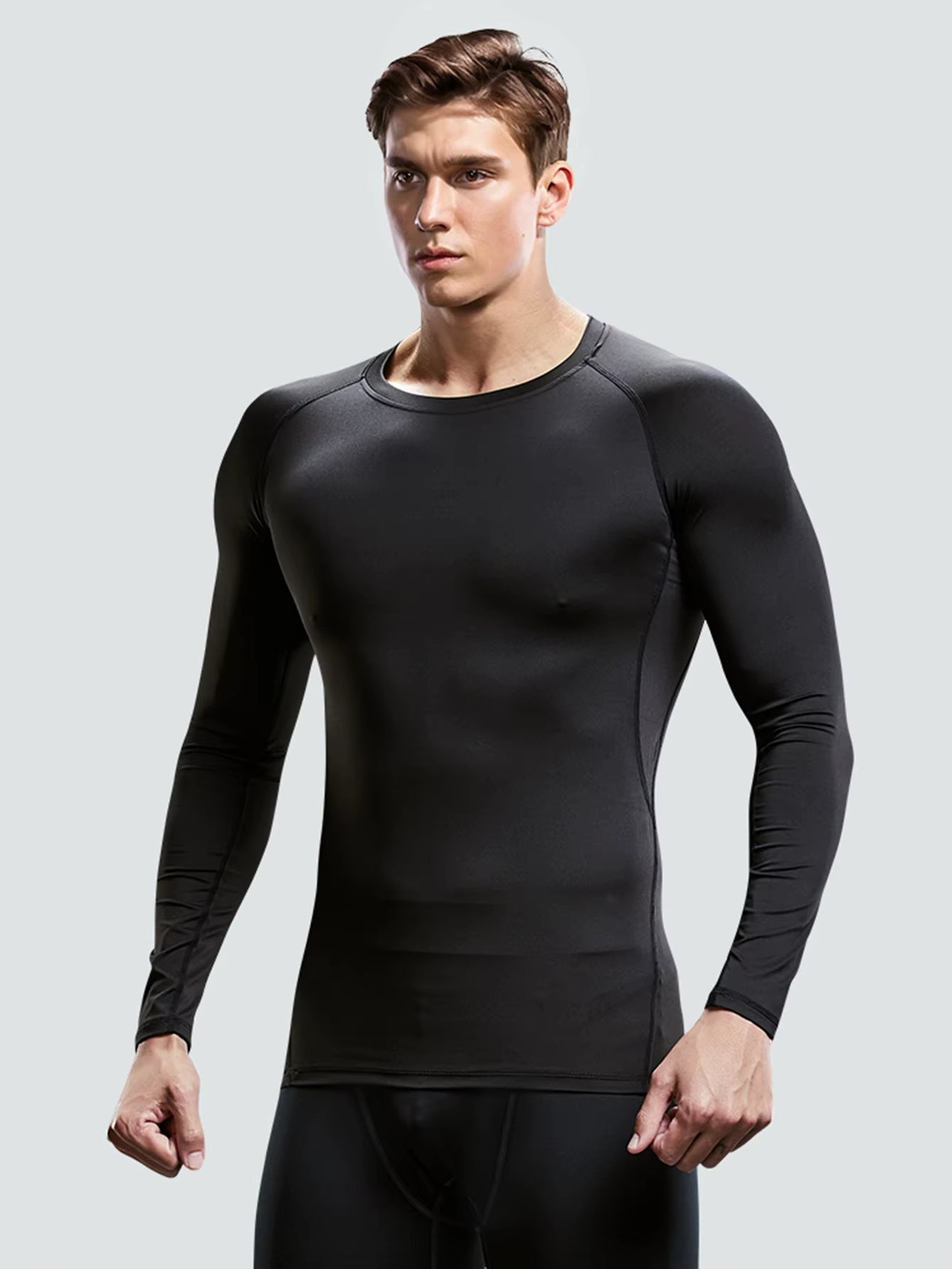 Fitness Clothes Tights Men'S Quick-Drying Long-Sleeved Sports Underwear Suit Football Training Basketball Base Ski Four Seasons