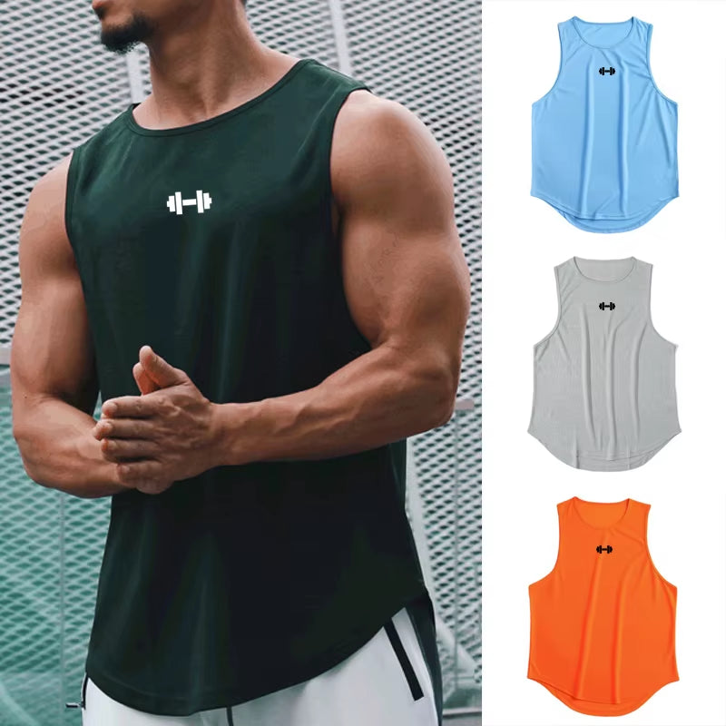 Summer Men'S Gym Tank Top Fitness Training Clothing Quick-Drying Loose Bodybuilding Sleeveless Shirt Men Fashion Basketball Vest