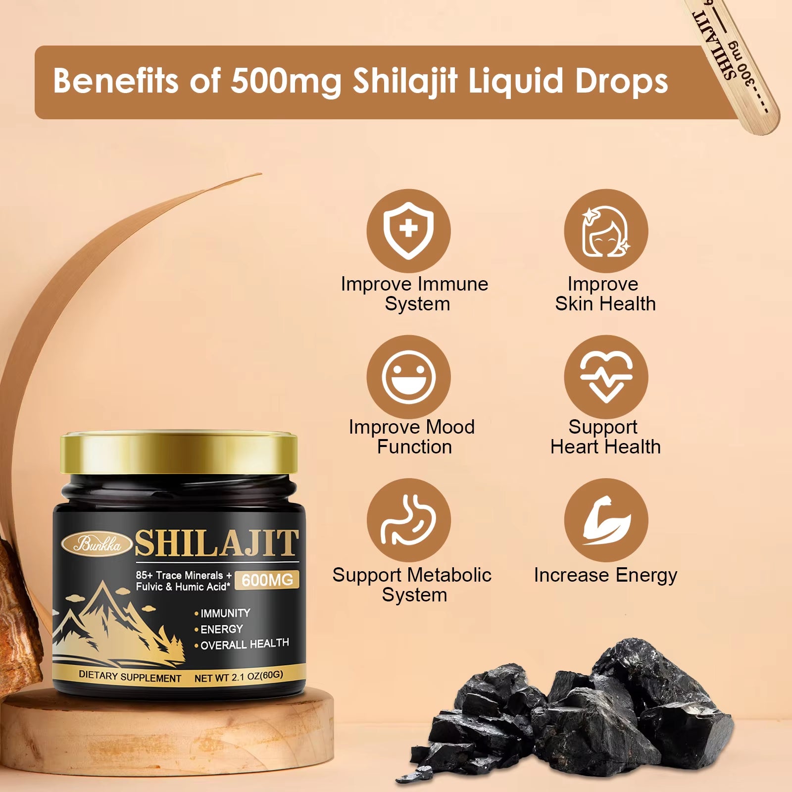 Original Shilajit Resin Himalaya Organic 100% Pure Bitter Skin Beauty&Health Hormone Balance 85+ Trace Minerals Fulvic Acid Male