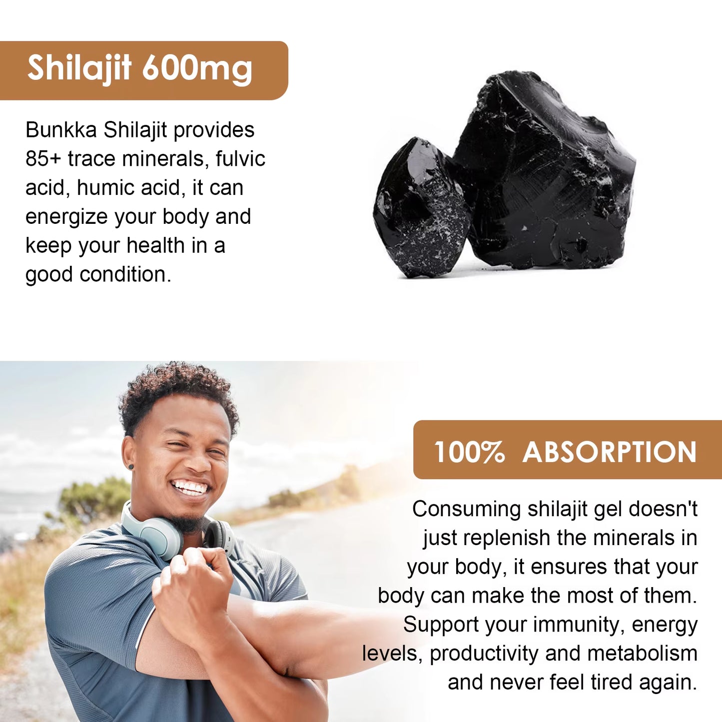 Original Shilajit Resin Himalaya Organic 100% Pure Bitter Skin Beauty&Health Hormone Balance 85+ Trace Minerals Fulvic Acid Male