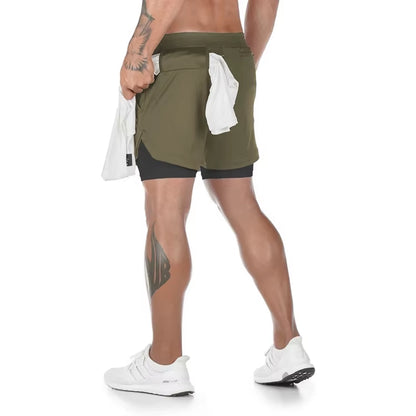 Camo Running Shorts Men Gym Sports Shorts 2 in 1 Quick Dry Workout Training Gym Fitness Jogging Short Pants Summer Men Shorts